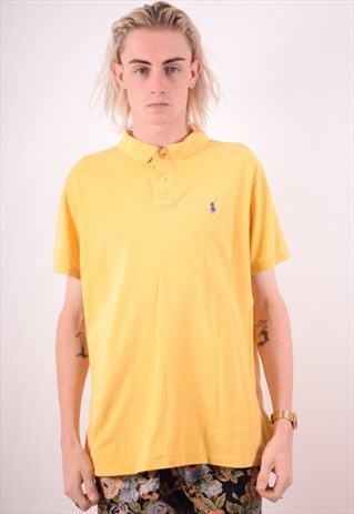 POLO RALPH LAUREN MENS VINTAGE POLO SHIRT LARGE YELLOW 90S