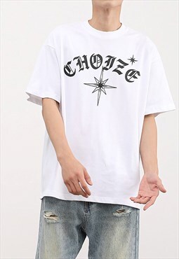 White Graphic Cotton oversized T shirt tee