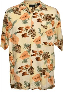 Arrow  Cream & Pastel Peach Hawaiian Shirt - L