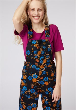 PRINCESS HIGHWAY NAVY FLORAL PRINT OVERALL