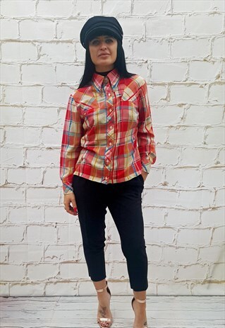 VINTAGE LONG SLEEVED RED CHECKED SHIRT