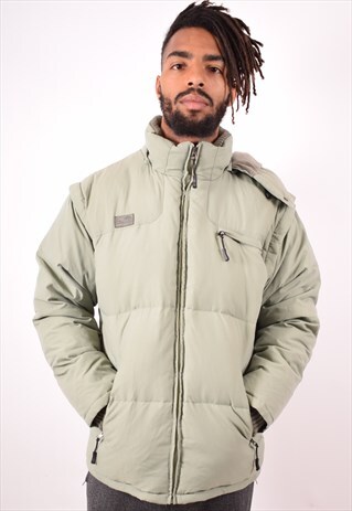 FILA MENS VINTAGE PADDED JACKET LARGE GREEN 90S