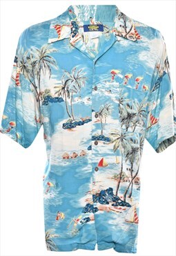 Vintage Beach Print Classic Hawaiian Shirt - XL
