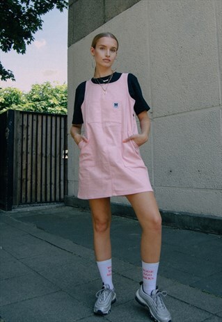 HANDMADE OVERALL DRESS IN PINK DENIM