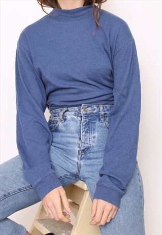 VINTAGE 90S BLUE POLO HIGH TURTLE NECK TOP