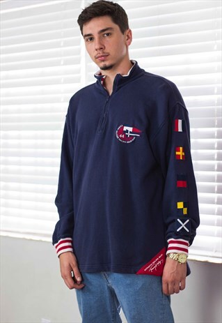 VINTAGE TOMMY HILFIGER 1/4 ZIP SWEATSHIRT SAILING GEAR 21.5