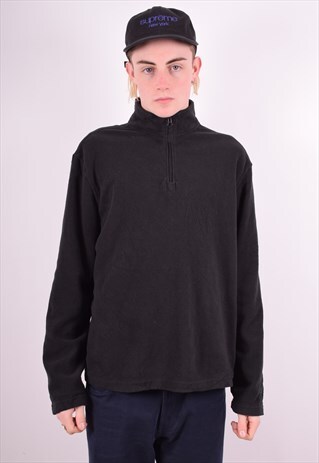 STARTER MENS VINTAGE FLEECE JUMPER LARGE BLACK 90'S