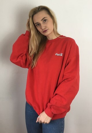 RARE VINTAGE COCA-COLA SWEATSHIRT / JUMPER RED OVERSIZED
