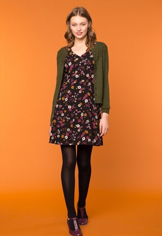 GREEN KNITTED YOKE BUTTON UP CARDIGAN