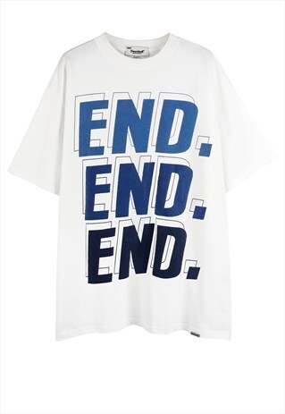 End slogan t-shirt 00s pattern tee grunge top in white