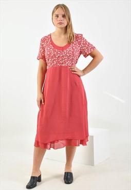 Vintage midi polka dot dress in red white