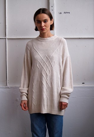 VINTAGE 80' BEAUTIFUL WHITE CLASSIC SILK JUMPER