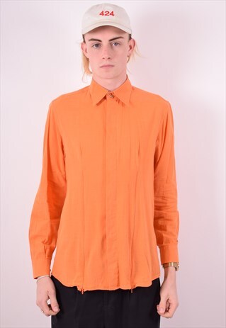 GIANFRANCO FERRE MENS VINTAGE SHIRT MEDIUM ORANGE 90S