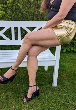 Gold Foil Mini Skirt For Party Clubwear