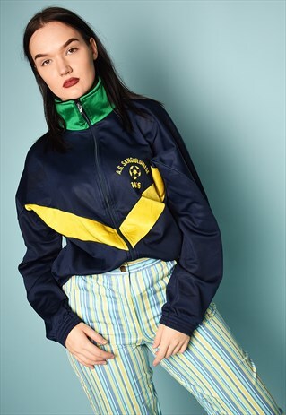 VINTAGE 70S RETRO TRACKSUIT SPORTS LOGOMANIA PRINT JACKET