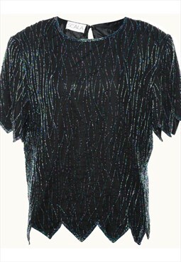 Vintage Beaded Party Top - XL