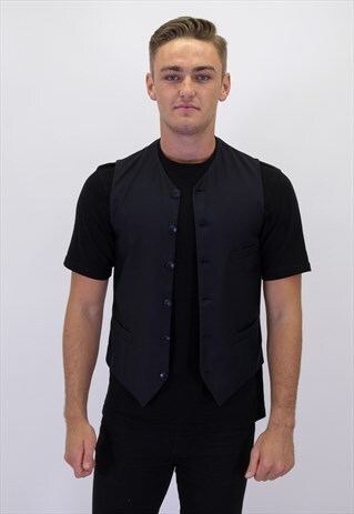 VINTAGE VERSACE WAISTCOAT IN BLACK LARGE