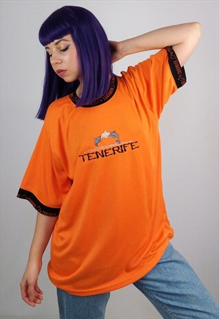 VINTAGE 90'S 'TENERIFE' ORANGE T-SHIRT