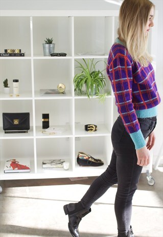 VINTAGE FIORUCCI JUMPER IN PURPLE AND TURQUOISE