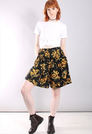 VINTAGE 80S ABSTRACT PRINT PATTERNED CULOTTE SHORTS