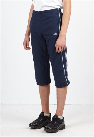 VINTAGE RETRO NAVY NIKE MAXI TRACK SHORTS