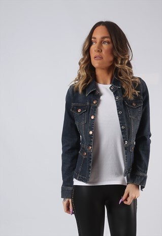 DENIM JACKET OLD NAVY FITTED VINTAGE UK 10 (CKCY)