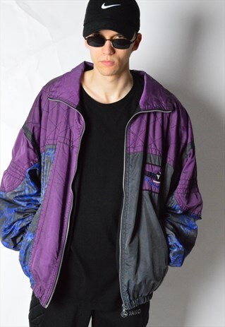 VINTAGE 90S PURPLE ABSTRACT SHELL JACKET