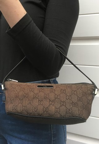 WOMENS BROWN GUCCI HANDBAG MONOGRAM PRINT BAG PURSE