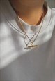 GOLD CRYSTAL T BAR NECKLACE