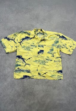 Vintage Hawaiian Shirt Tropical Fish Patterned Shirt
