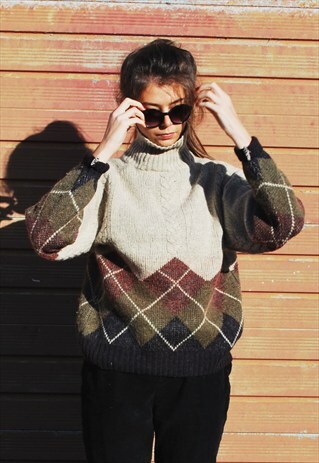 VINTAGE WOOL ROLL NECK JUMPER