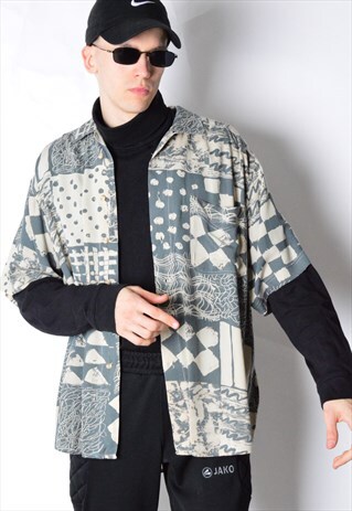 VINTAGE 90S ABSTRACT SHORT SHIRT