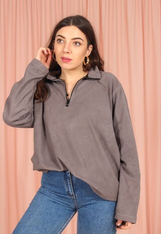 VINTAGE 90S 1/4 ZIP FLEECE IN GREY