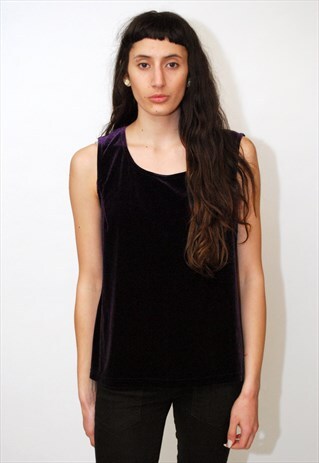 VELVET TANK TOP (M) VINTAGE 90S VEST SHIRT GOTH GRUNGE RAVE