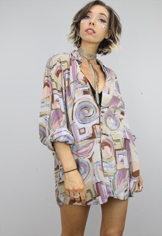 VINTAGE 80S/90S OVERSIZED PATTERNED SHIRT