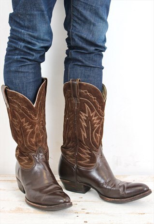 Suede leather vintage EU 45 Cowboy boots men UK 10 western