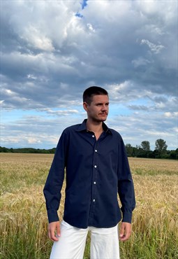 Vintage Navy Blue Tailored Shirt