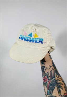Vintage 90s Answer Corduroy Snapback Cap