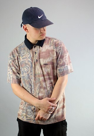 VINTAGE FILA PATTERNED POLO SHIRT