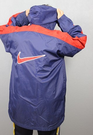 VINTAGE NIKE WINDBREAKER BIG LOGO JACKET BLUE SIZE L 90S