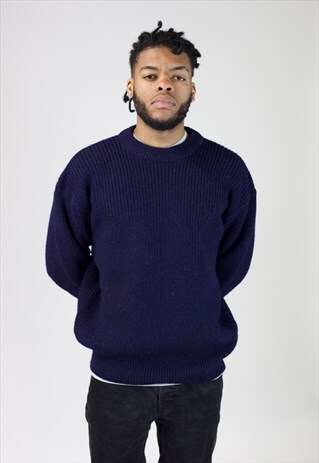 VINTAGE BARBOUR NAVY KNIT JUMPER