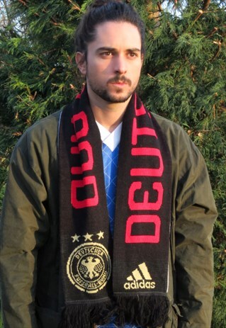 VINTAGE 90S ADIDAS GERMANY FOOTBALL SOCCER SCARF - RARE