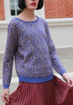 Long Sleeve Jumper in Blue and Yellow Animal Print