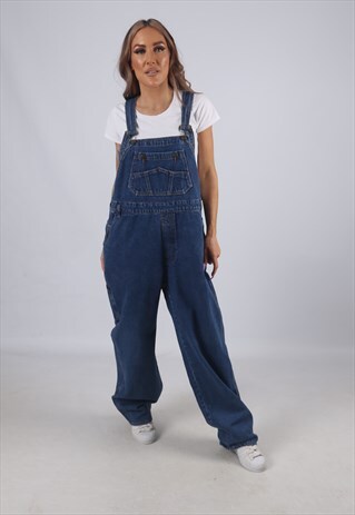 VINTAGE DENIM DUNGAREES WIDE LEG UK 16 XL (41G)