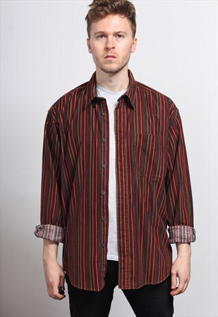 VINTAGE CORDUROY CORD STRIPED SHIRT