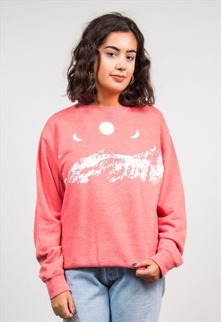 VINTAGE 90'S PINK NIKE MOON PHASE SWEATSHIRT SWEATER