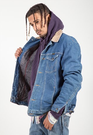 VINTAGE 80S ORIGINAL WRANGLER LINED DENIM JACKET / 0243