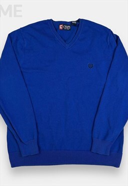 Vintage Chaps embroidered blue knitted jumper size M