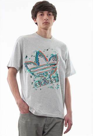 VINTAGE ADIDAS ORIGINALS TEE 90S GREY BIG LOGO