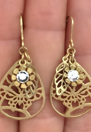 BRASS COLOURED DANGLE EARRINGS